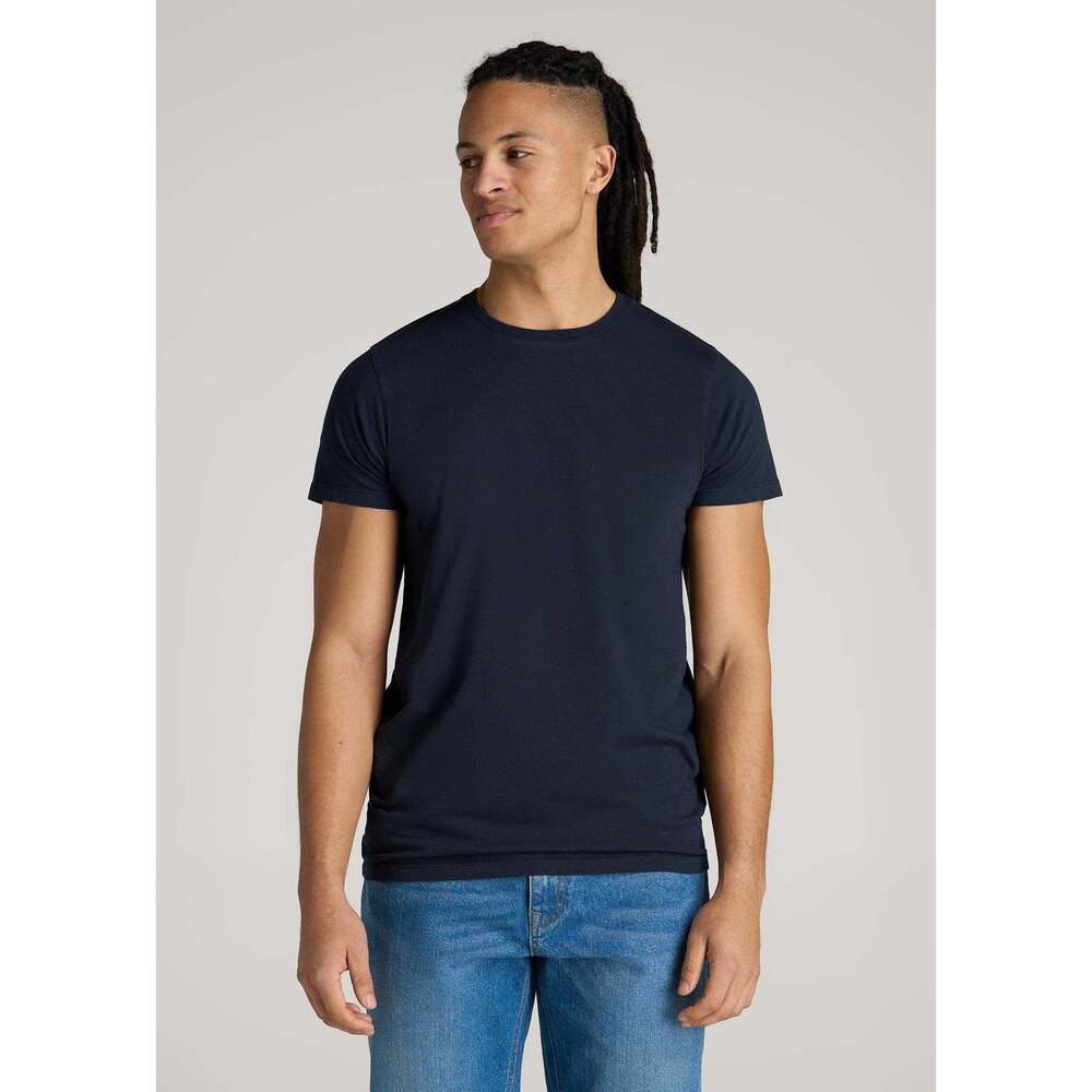 American Tall Modern Fit Garment Dyed Cotton T-Shirt for Tall Men in Evening Blu